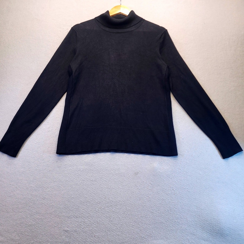 Cable & Gauge Black Turtleneck Sweater Womens Medium Ribbed Knit Long Sleeve Top